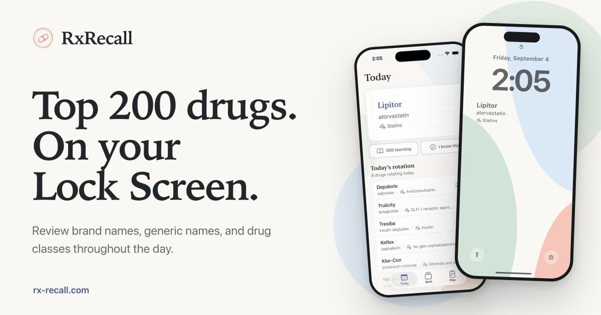 RxRecall: Top 200 drugs. On your Lock Screen. With Today and Lock Screen previews